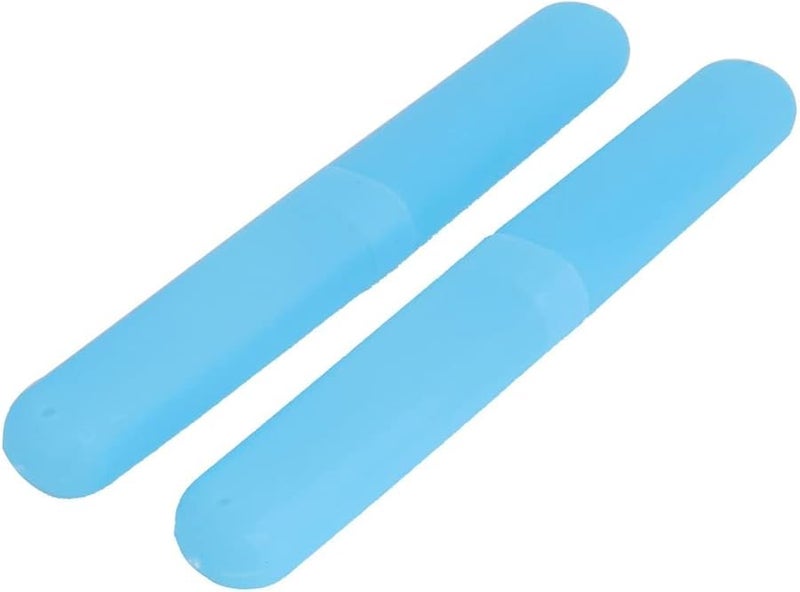 Plastic Travel Toothbrush Case Organizer Box Easy To Carry 2 Pieces Blue - Image 1